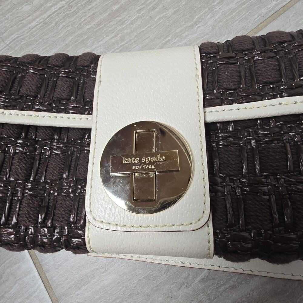 Kate Spade Woven Clutch Bag Shoulder Brown/White NWOT - Picture 7 of 12